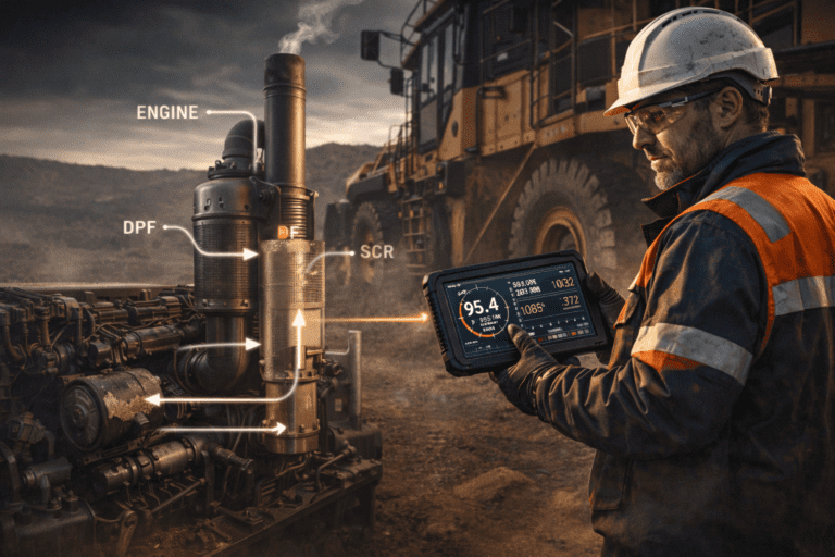 Tier 4 Final And Stage V failures in heavy equipment emissions system diagnostic inspection