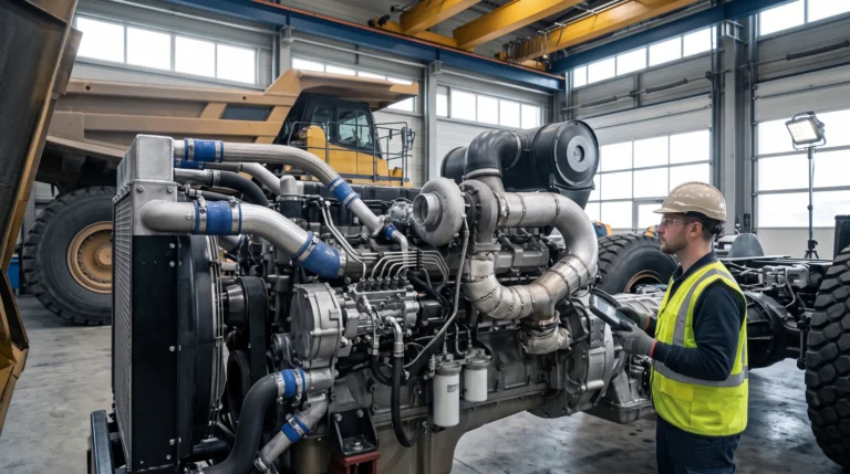 Modern Diesel Engines powering heavy equipment through a modern heavy-duty diesel engine and powertrain system.