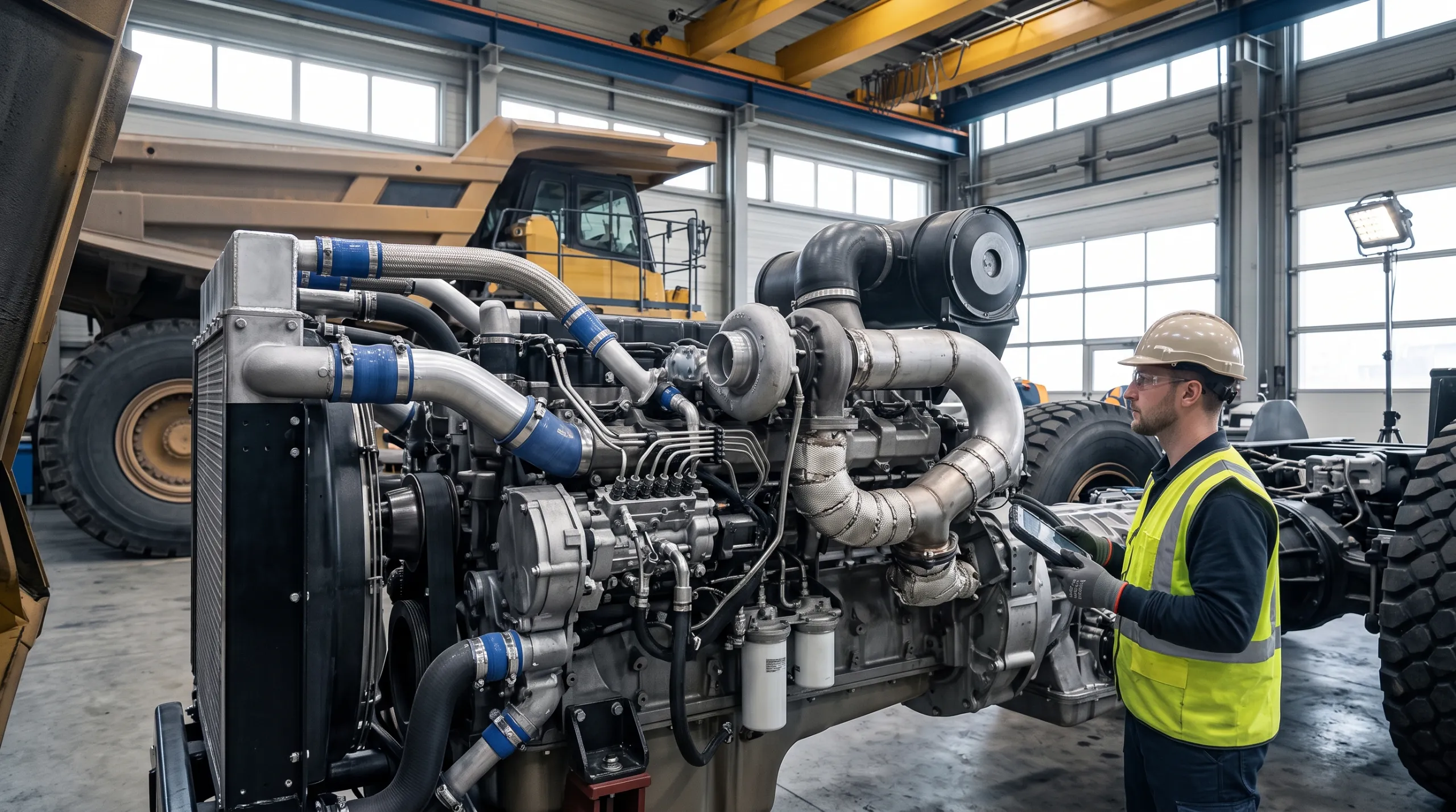 Modern Diesel Engines powering heavy equipment through a modern heavy-duty diesel engine and powertrain system.